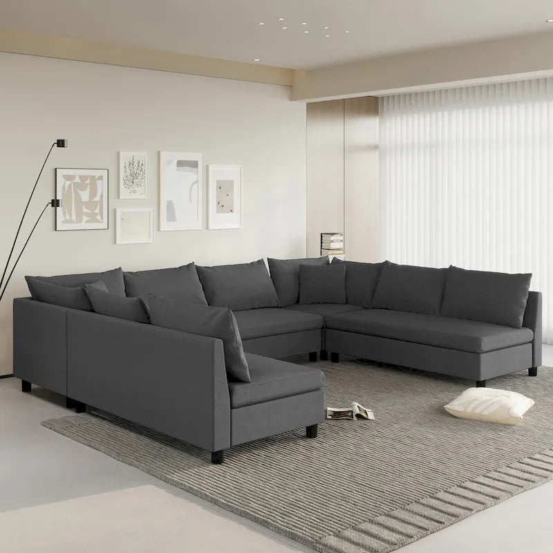 Canapé modulaire sectionnel en forme de U en chenille 116, 8 places