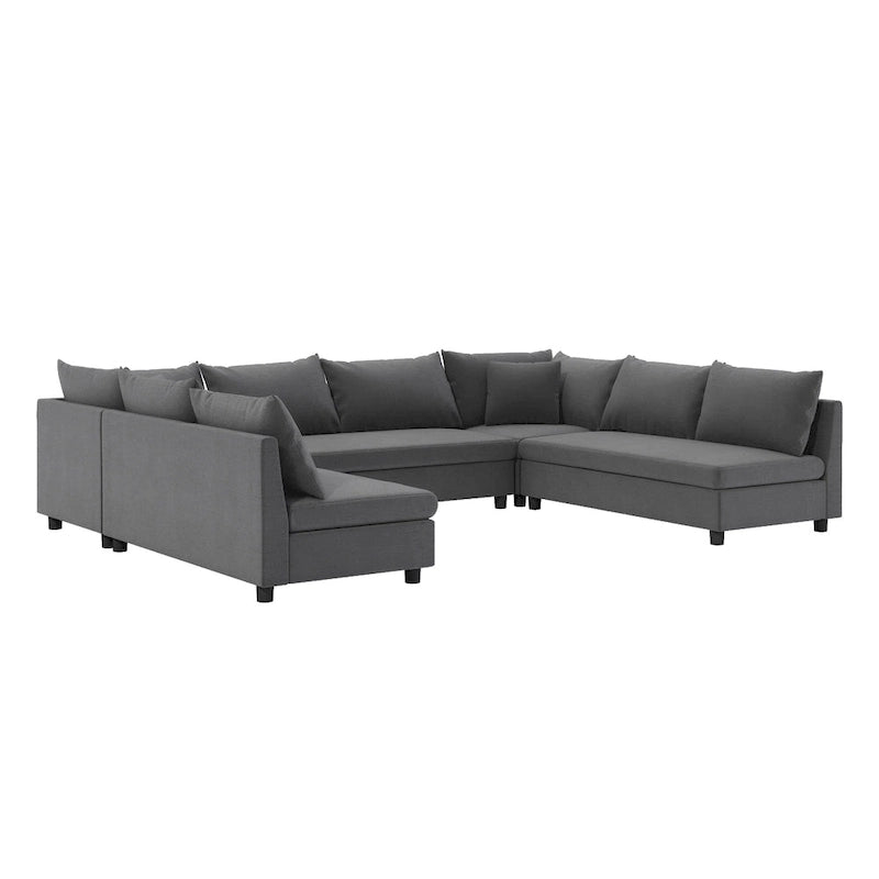 Canapé modulaire sectionnel en forme de U en chenille 116, 8 places