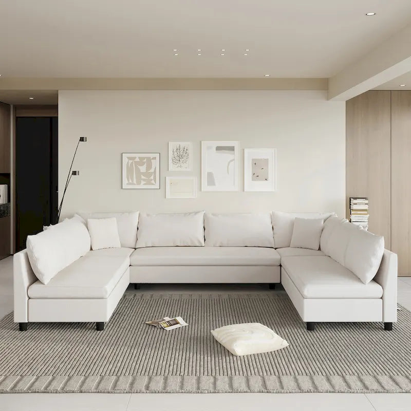 Canapé modulaire sectionnel en forme de U en chenille 116, 8 places