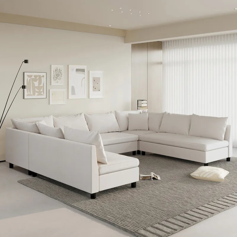 Canapé modulaire sectionnel en forme de U en chenille 116, 8 places