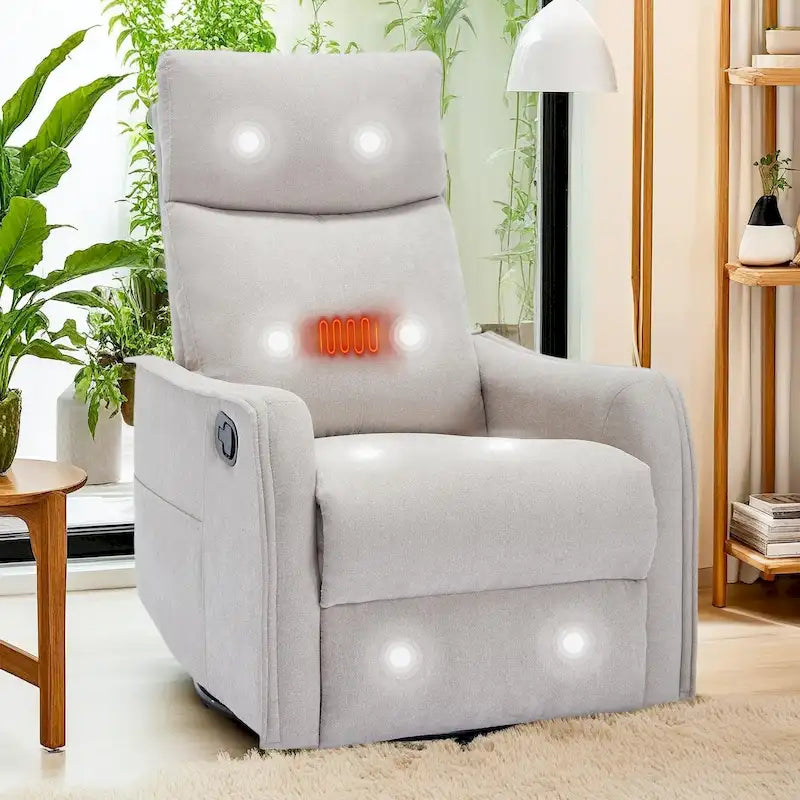 Fauteuil inclinable, pivotant à 360° avec massage et chauffage lombaire