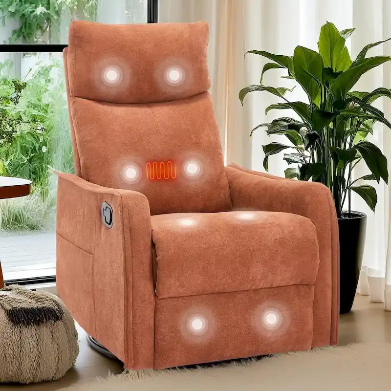Fauteuil inclinable, pivotant à 360° avec massage et chauffage lombaire