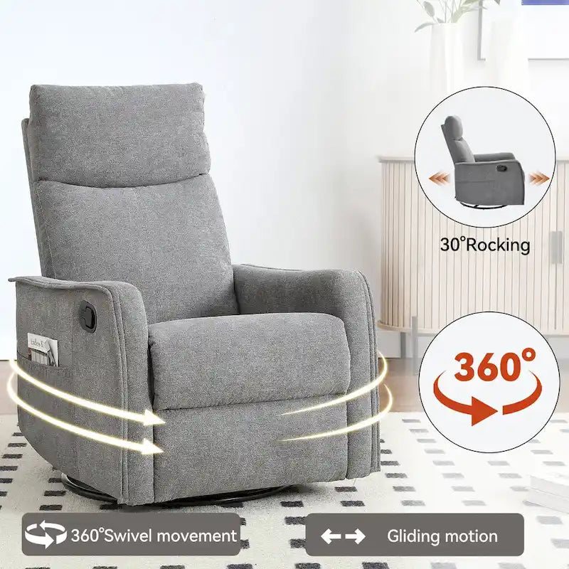 Fauteuil inclinable, pivotant à 360° avec massage et chauffage lombaire