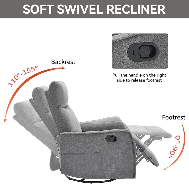 Fauteuil inclinable, pivotant à 360° avec massage et chauffage lombaire