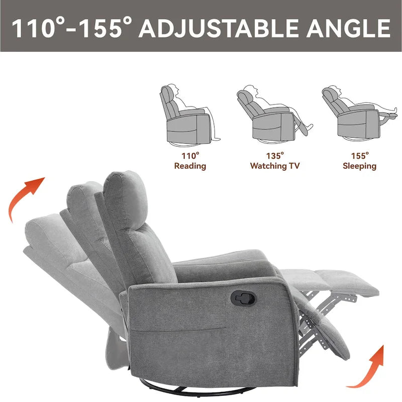 Fauteuil inclinable, pivotant à 360° avec massage et chauffage lombaire
