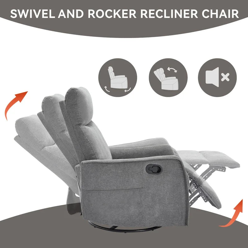 Fauteuil inclinable, pivotant à 360° avec massage et chauffage lombaire