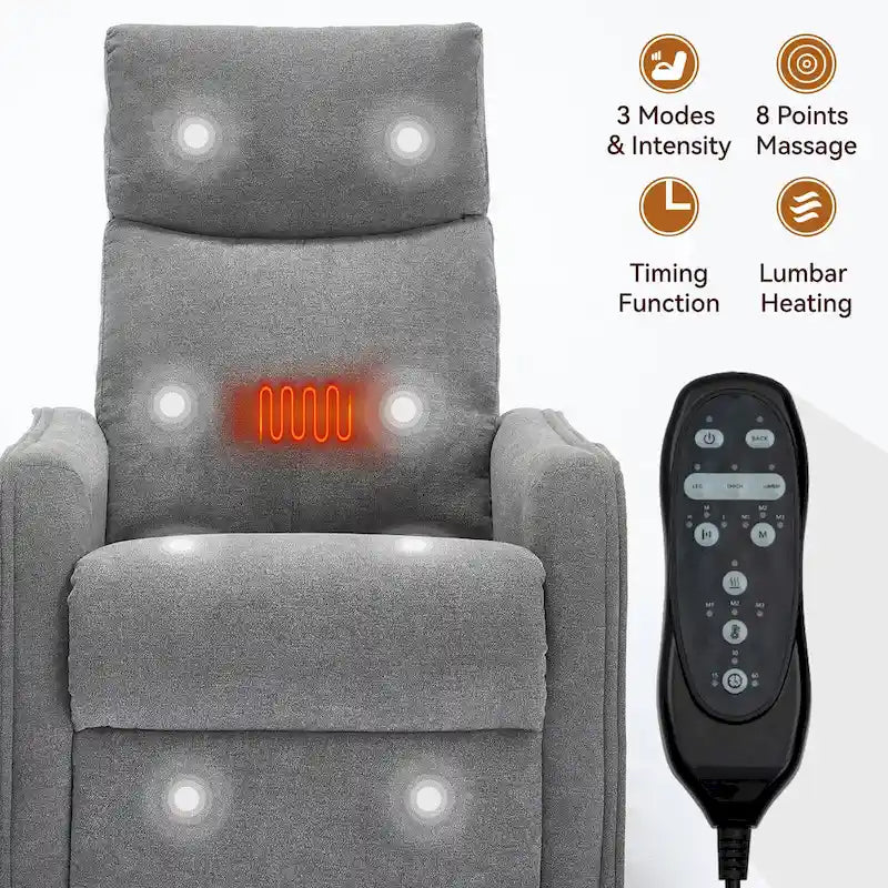 Fauteuil inclinable, pivotant à 360° avec massage et chauffage lombaire