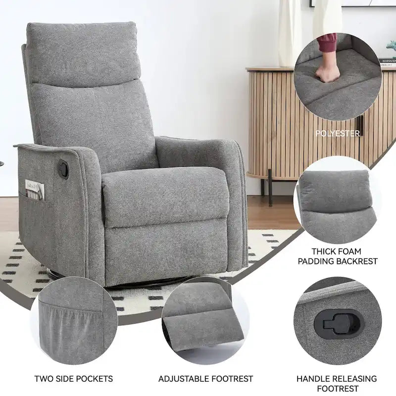 Fauteuil inclinable, pivotant à 360° avec massage et chauffage lombaire