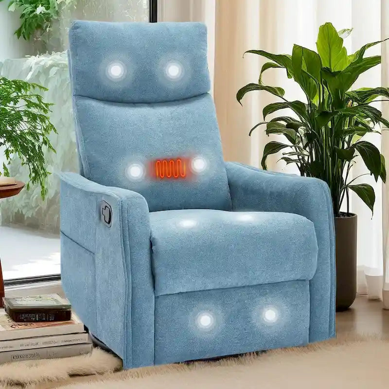 Fauteuil inclinable, pivotant à 360° avec massage et chauffage lombaire