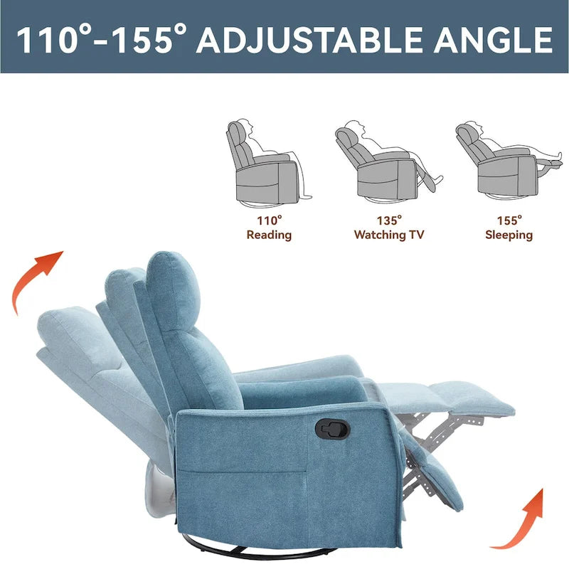 Fauteuil inclinable, pivotant à 360° avec massage et chauffage lombaire