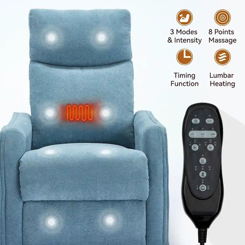 Fauteuil inclinable, pivotant à 360° avec massage et chauffage lombaire
