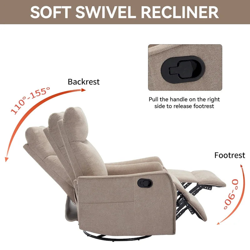 Fauteuil inclinable, pivotant à 360° avec massage et chauffage lombaire