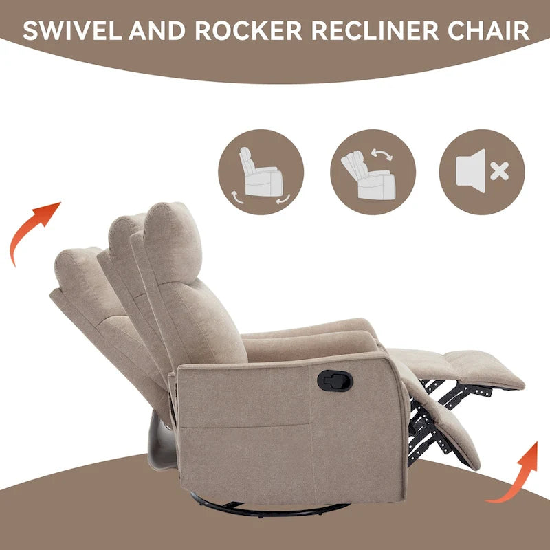 Fauteuil inclinable, pivotant à 360° avec massage et chauffage lombaire