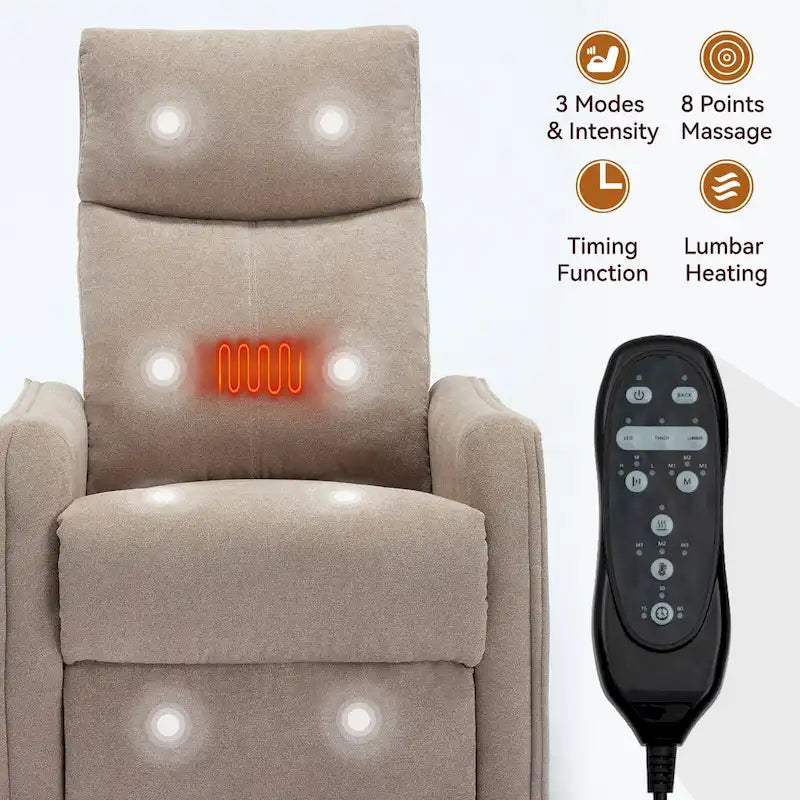 Fauteuil inclinable, pivotant à 360° avec massage et chauffage lombaire