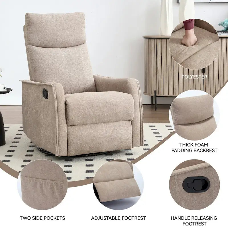 Fauteuil inclinable, pivotant à 360° avec massage et chauffage lombaire