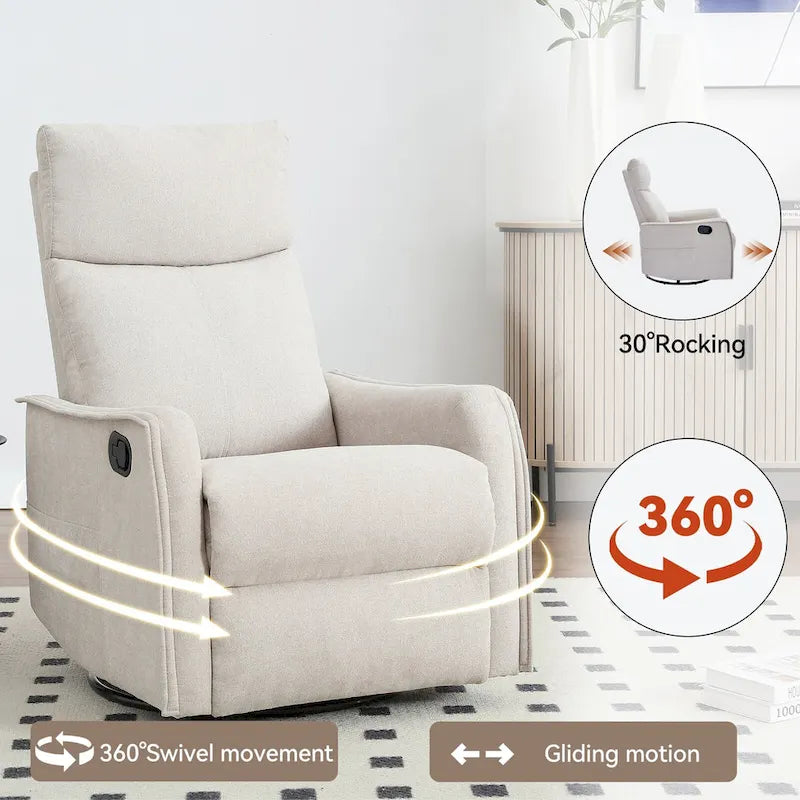 Fauteuil inclinable, pivotant à 360° avec massage et chauffage lombaire