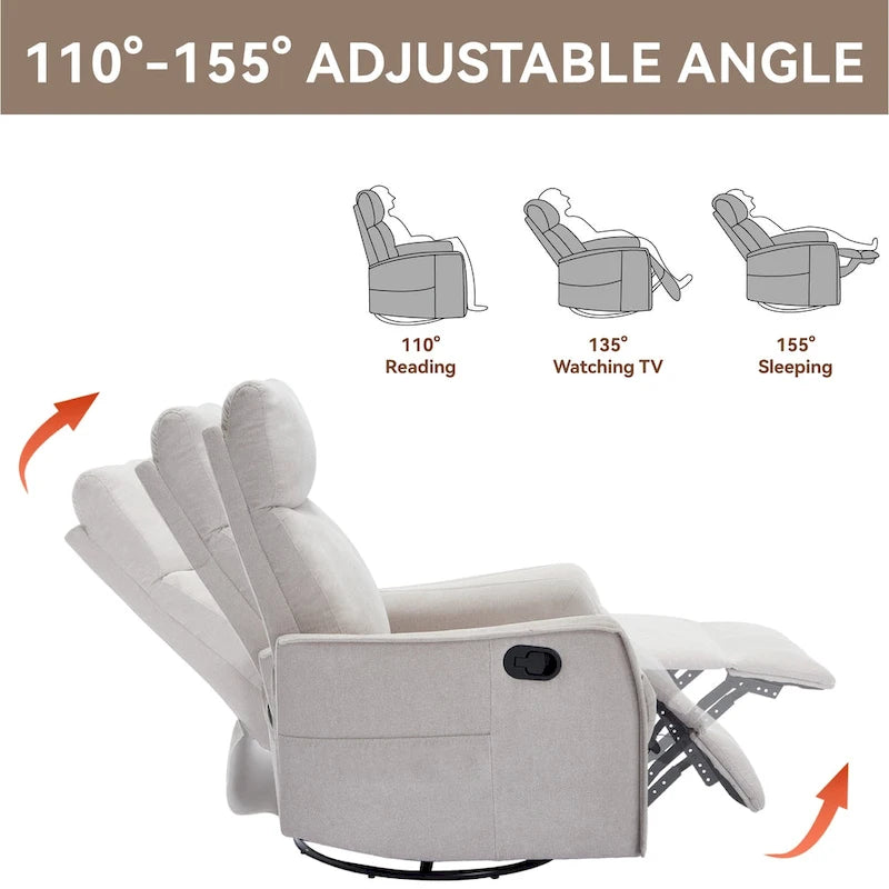 Fauteuil inclinable, pivotant à 360° avec massage et chauffage lombaire