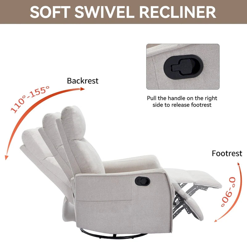 Fauteuil inclinable, pivotant à 360° avec massage et chauffage lombaire