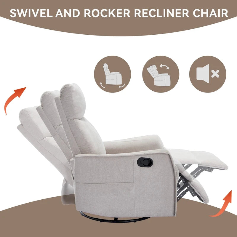 Fauteuil inclinable, pivotant à 360° avec massage et chauffage lombaire