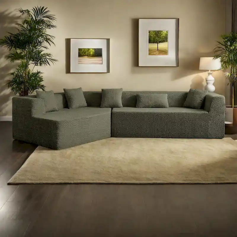 Canapé modulaire en polyester 127.5 effet nuage avec assise profonde, sans assemblage requis et design minimaliste moderne