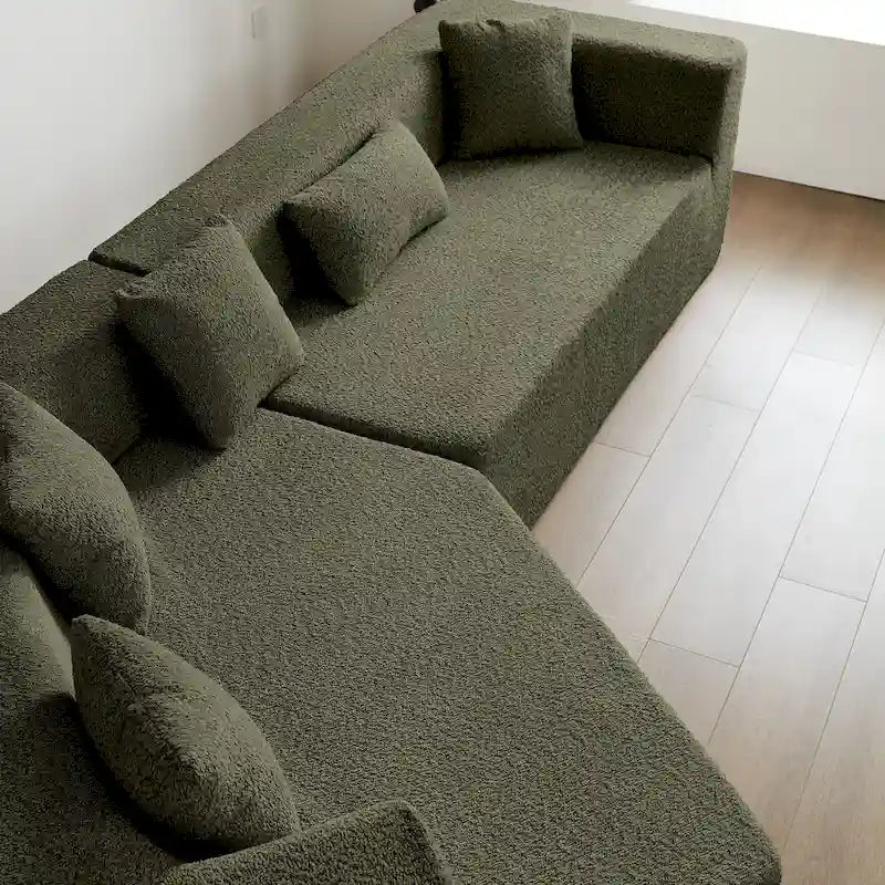 Canapé modulaire en polyester 127.5 effet nuage avec assise profonde, sans assemblage requis et design minimaliste moderne