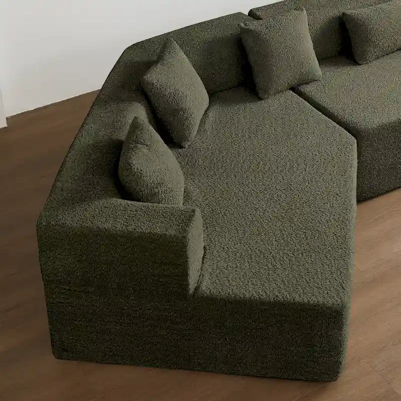 Canapé modulaire en polyester 127.5 effet nuage avec assise profonde, sans assemblage requis et design minimaliste moderne