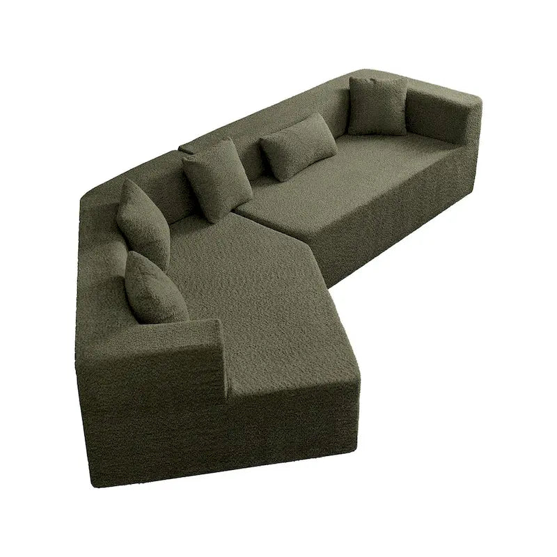 Canapé modulaire en polyester 127.5 effet nuage avec assise profonde, sans assemblage requis et design minimaliste moderne