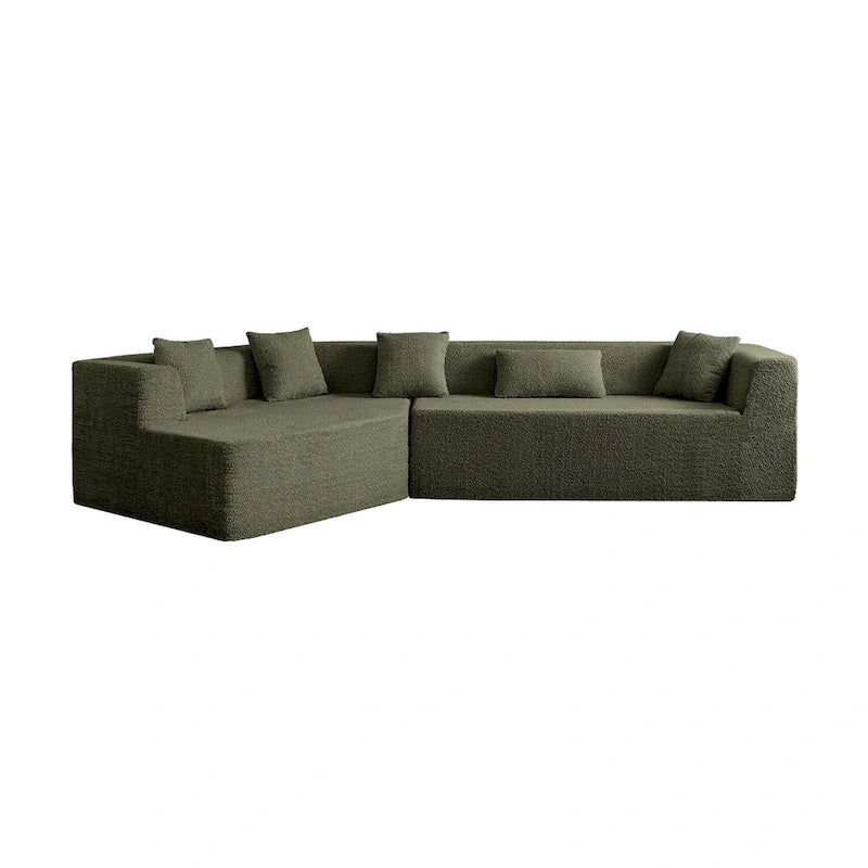 Canapé modulaire en polyester 127.5 effet nuage avec assise profonde, sans assemblage requis et design minimaliste moderne