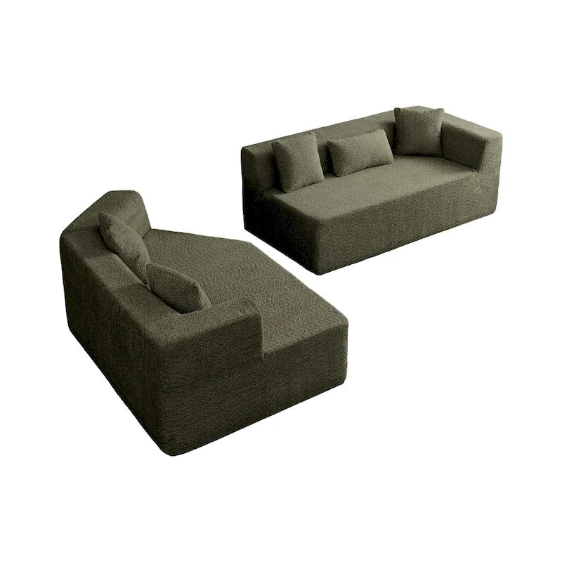 Canapé modulaire en polyester 127.5 effet nuage avec assise profonde, sans assemblage requis et design minimaliste moderne