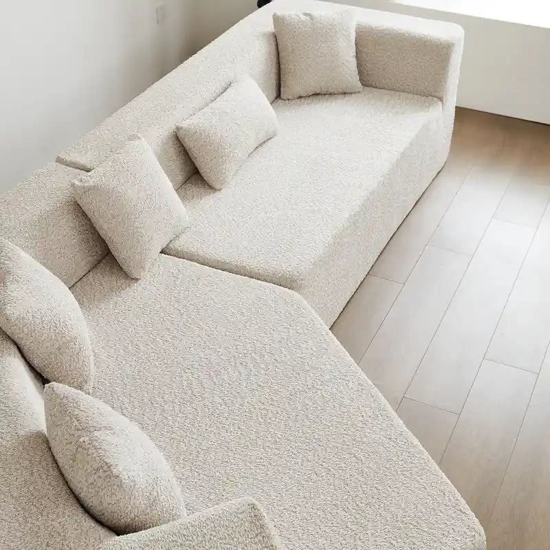Canapé modulaire en polyester 127.5 effet nuage avec assise profonde, sans assemblage requis et design minimaliste moderne