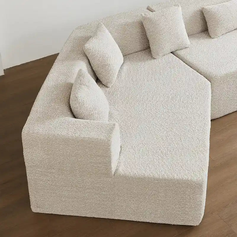 Canapé modulaire en polyester 127.5 effet nuage avec assise profonde, sans assemblage requis et design minimaliste moderne