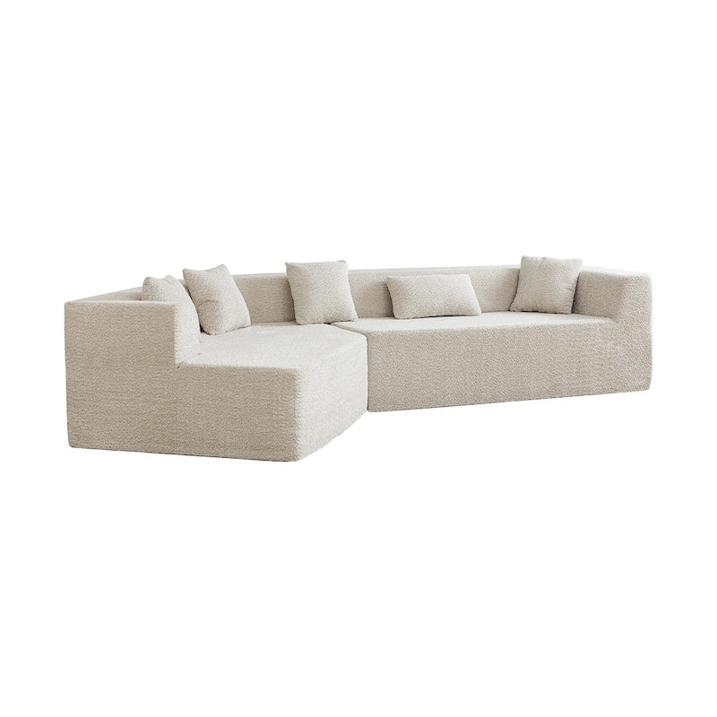 Canapé modulaire en polyester 127.5 effet nuage avec assise profonde, sans assemblage requis et design minimaliste moderne