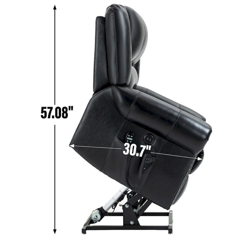 Fauteuil inclinable releveur en cuir véritable marron avec double moteur