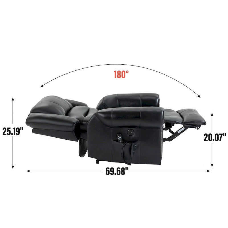 Fauteuil inclinable releveur en cuir véritable marron avec double moteur