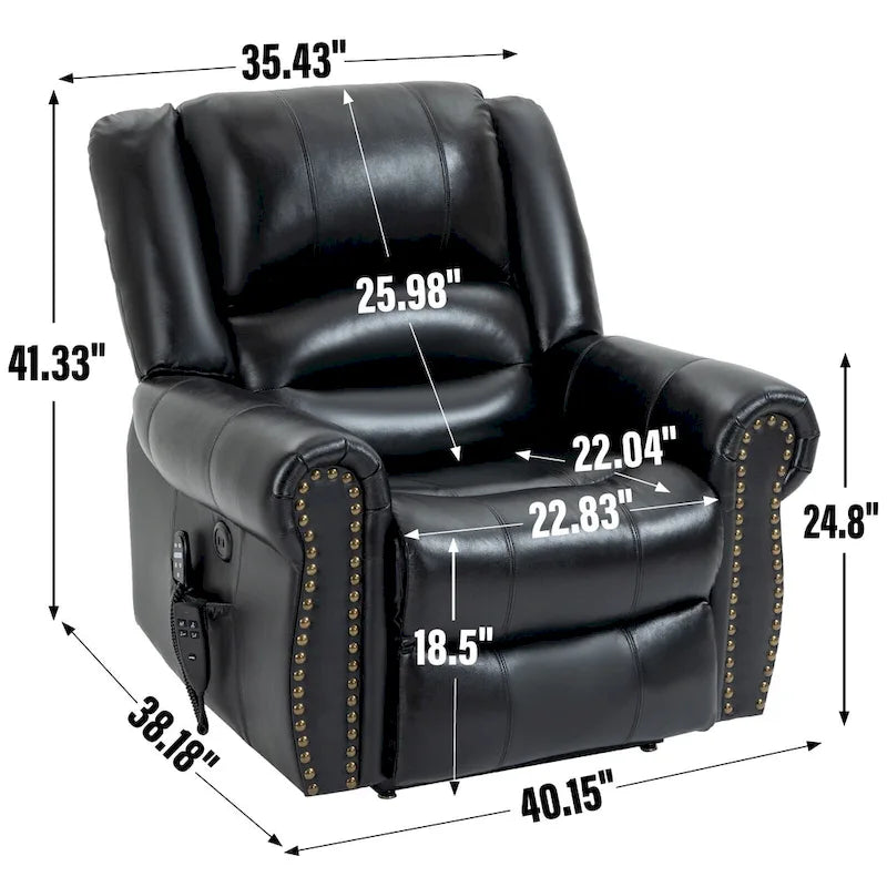 Fauteuil inclinable releveur en cuir véritable marron avec double moteur