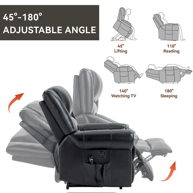 Fauteuil inclinable releveur en cuir véritable marron avec double moteur