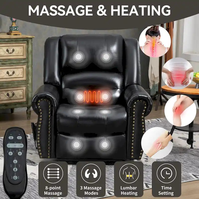 Fauteuil inclinable releveur en cuir véritable marron avec double moteur