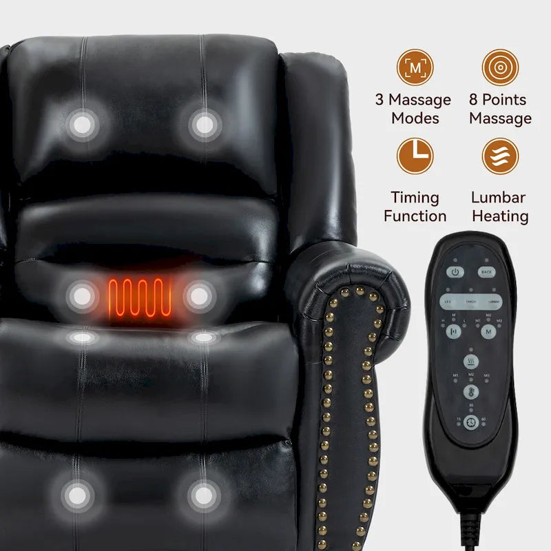 Fauteuil inclinable releveur en cuir véritable marron avec double moteur