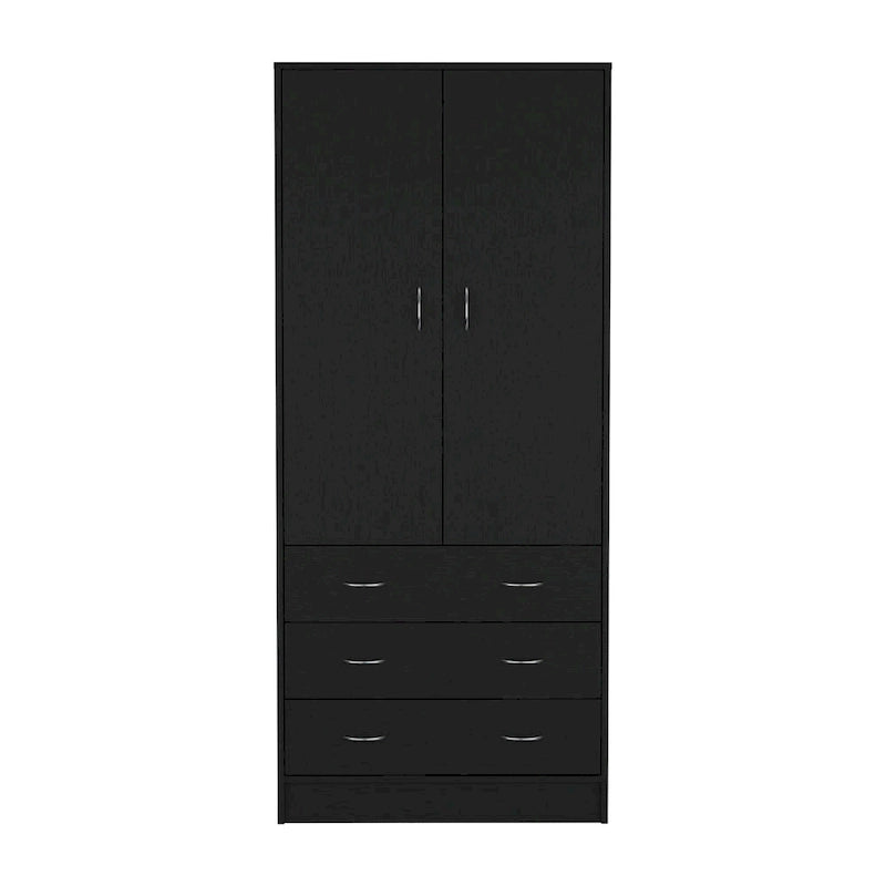 Grande Armoire Moderne à Deux Portes avec 3 Tiroirs et 1 Tringle pour Chambre à Coucher