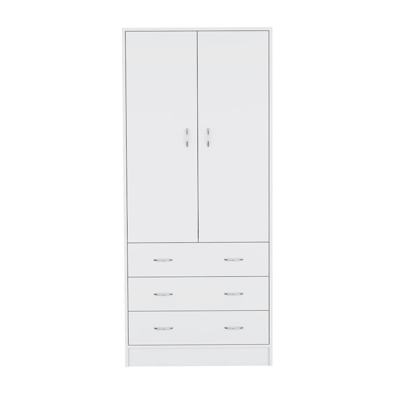 Grande Armoire Moderne à Deux Portes avec 3 Tiroirs et 1 Tringle pour Chambre à Coucher