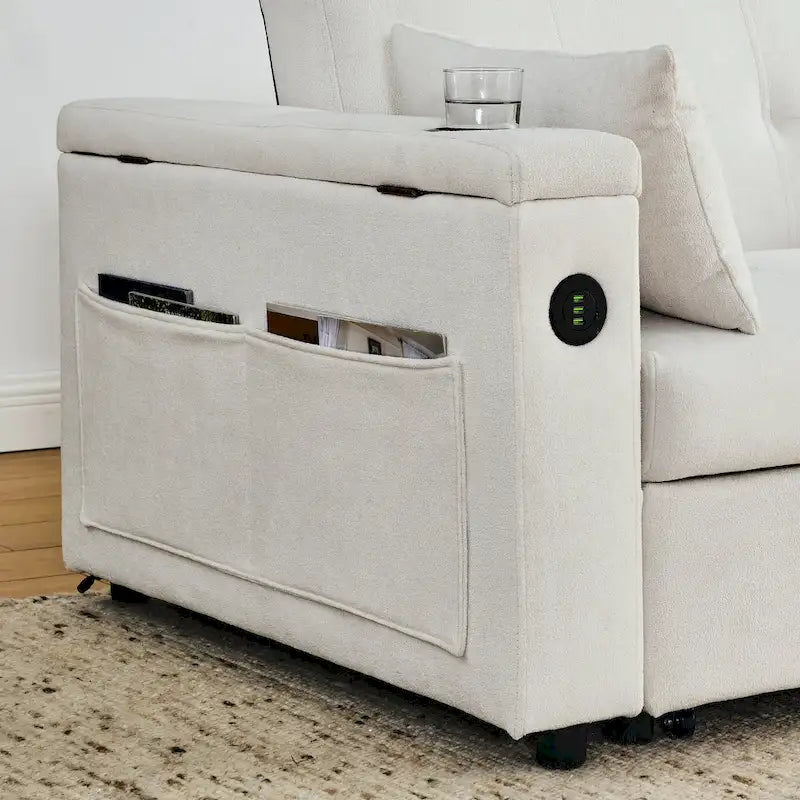 Canapé convertible 54 pouces avec lit gigogne, double assise, fonction relax