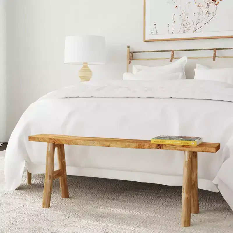 East at Main Acacia Skinny Bench Brown: Solid Wood, Rectangular, Unupholstered, Entryway Seating