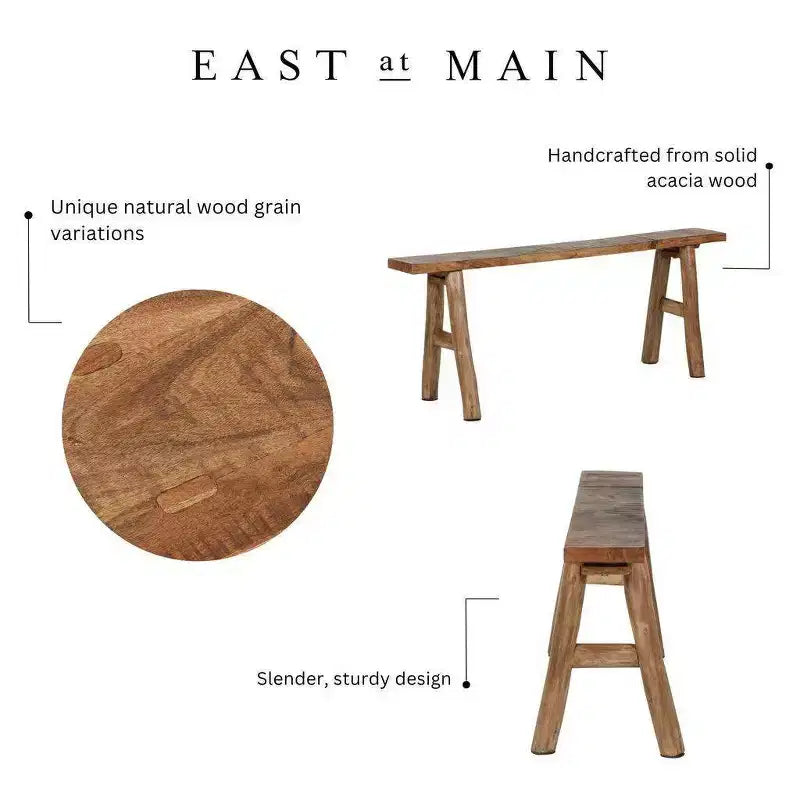 Banc mince Acacia East at Main marron : bois massif, rectangulaire, non capitonné, banc d'entrée