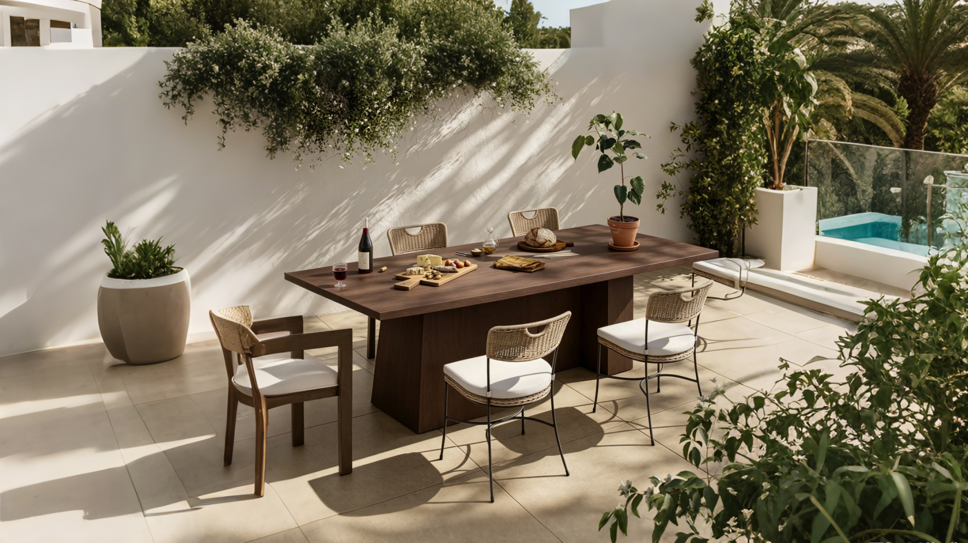 Table à manger sur pied surdimensionnée esprit ferme - 6-8 places, bois massif et MDF, 208 cm L