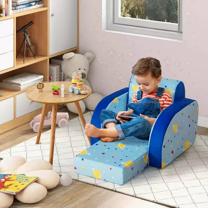 Costway Canapé 3-en-1 Convertible pour Enfants Lit de Repos Pliant Multifonctionnel Fauteuil