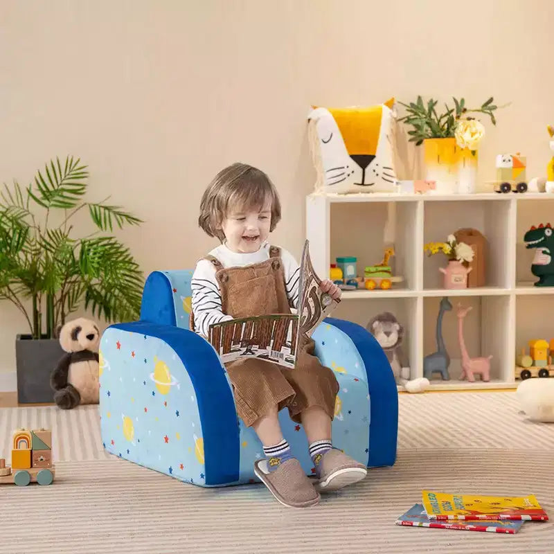 Costway Canapé 3-en-1 Convertible pour Enfants Lit de Repos Pliant Multifonctionnel Fauteuil