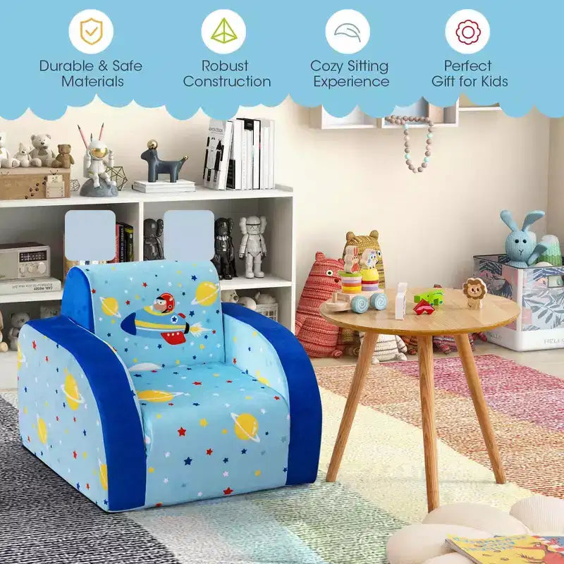 Costway Canapé 3-en-1 Convertible pour Enfants Lit de Repos Pliant Multifonctionnel Fauteuil