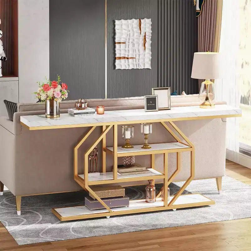 Tribesigns Table console extra longue à 4 niveaux de 70,86 po