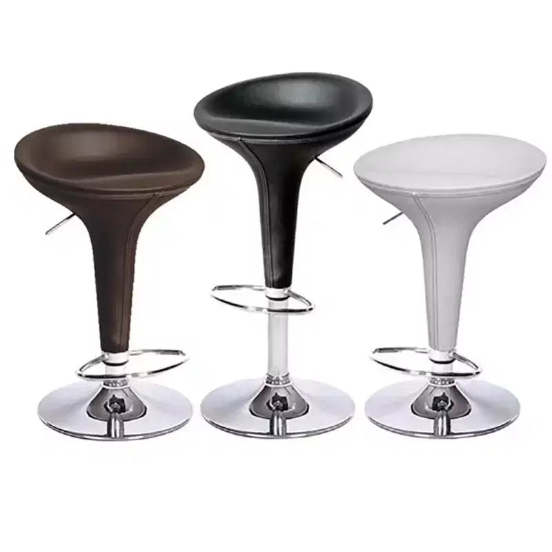 Alpha Leather Contemporary Bombo Style Adjustable Barstool