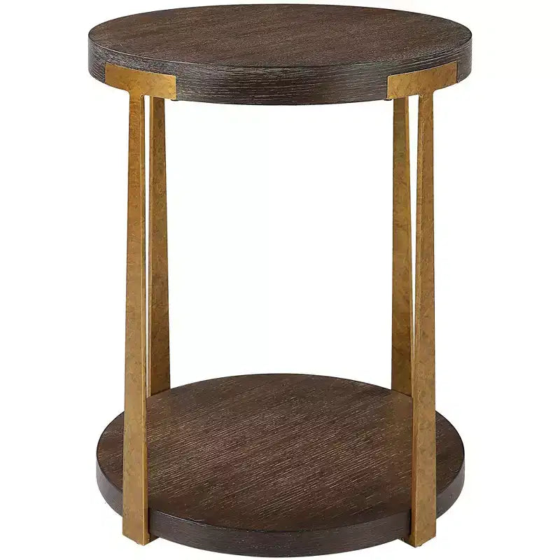 Uttermost Palisade 19 Wide Coffee Wood Round Side Table